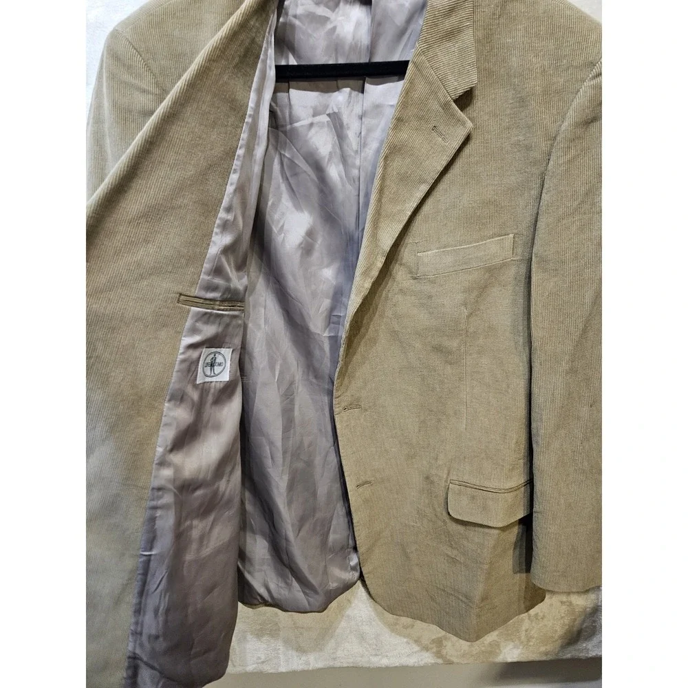 Linea Uomo 48L Tan Corduroy Blazer Sport Coat 3 Button‎ Cotton Long